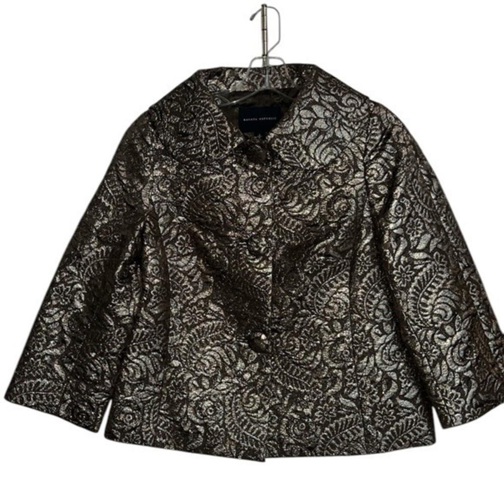 Banana Republic Gold Silk Blend Brocade Jacket Size Small